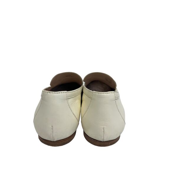 TODS Ivory Leather Stitched Logo Accent Slip On Loafers Flats Size 36.5 US 6.5 - Picture 4 of 7